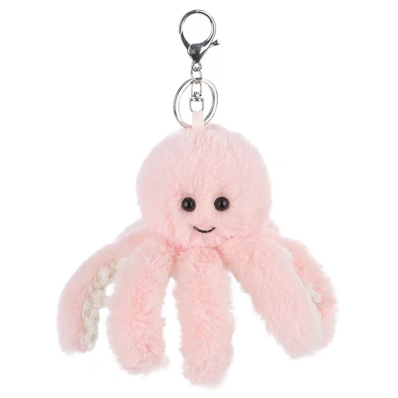 Wholesale high quality custom pink octopus keychain plush for children gift