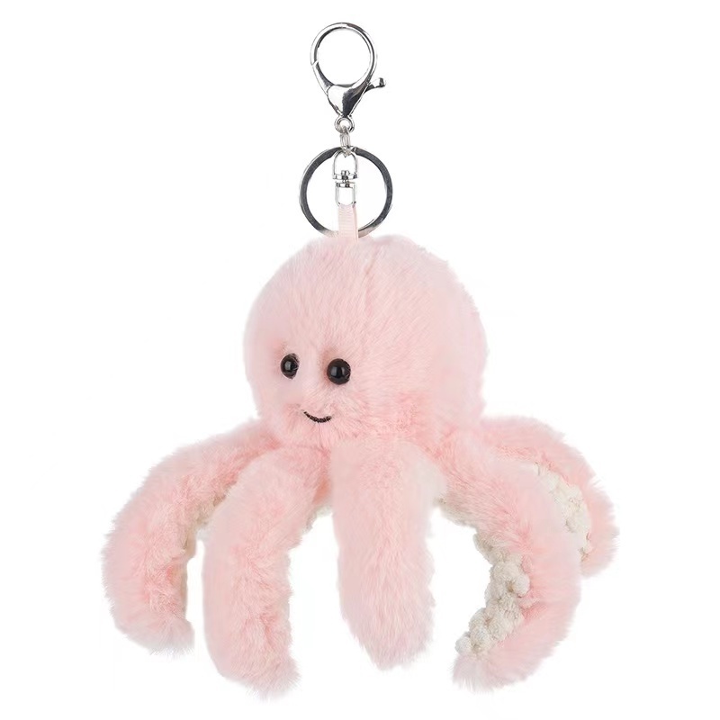 Wholesale high quality custom pink octopus keychain plush for children gift