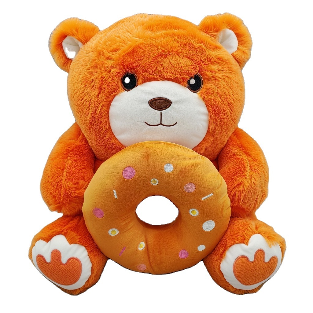 Stuffed Animal Customized Plush Toys Plush Teddy Bear Donut Shape Bed Home Decor  Birthday Gift For Kids