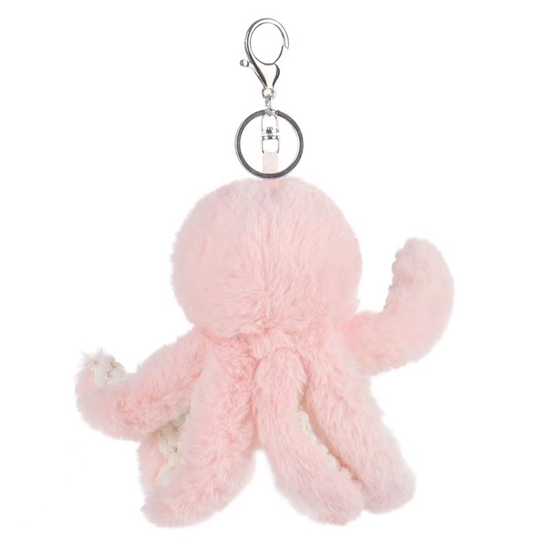 Wholesale high quality custom pink octopus keychain plush for children gift