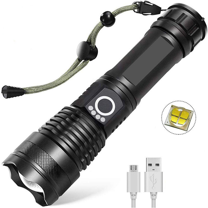 5 Modes Zoomable Handheld Light Flashlights,Rechargeable 3000 High Lumens Led Tactical Flashlight