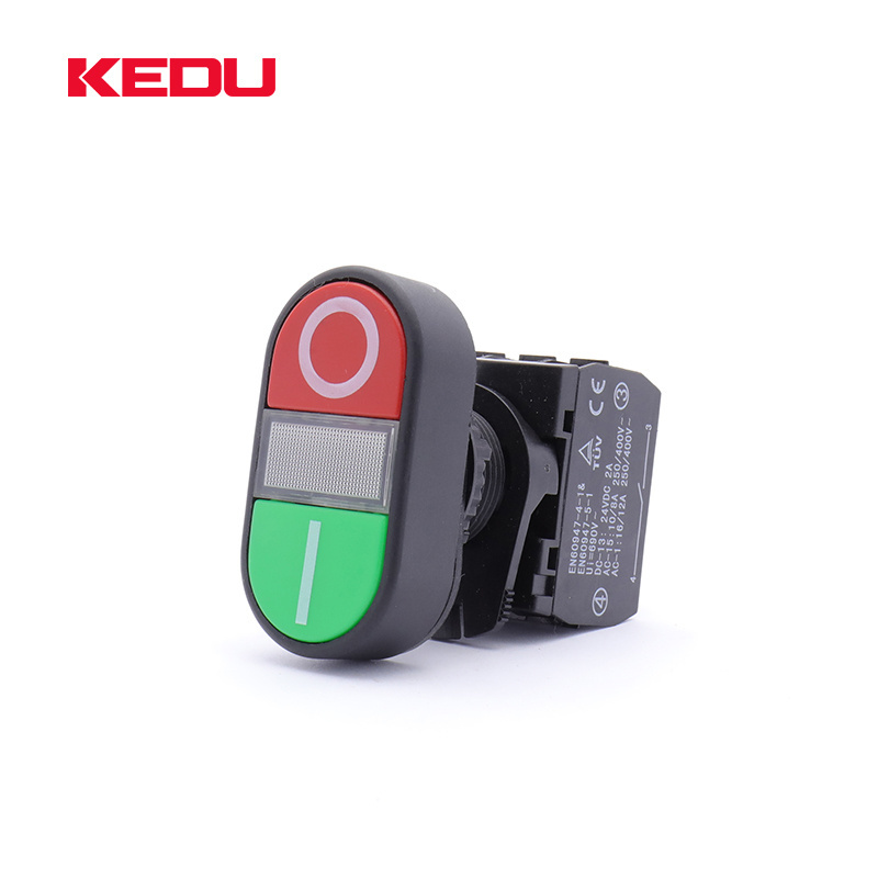 KEDU HY57-8 High Quality NO NC Signal Light Push Button Switch PushButton Switch With 30ADC White Color LED Lamp