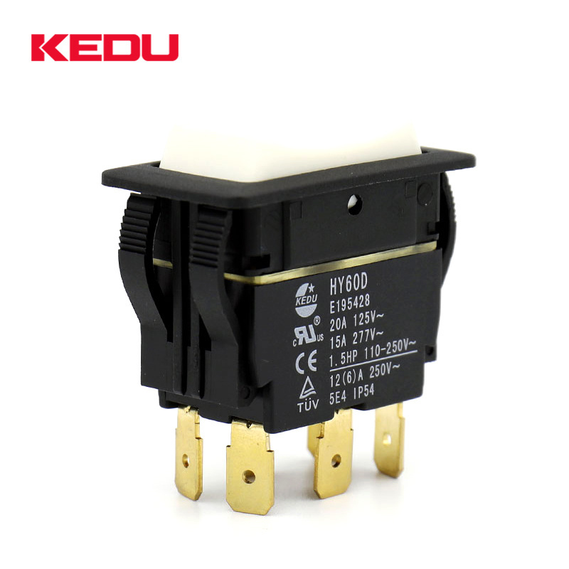 KEDU White Color Button 6 pins (on) off (on) Rocker Switch With UL TUV CE Approval HY60D