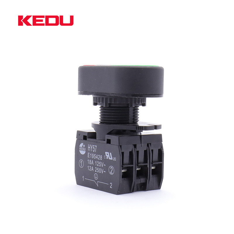 KEDU HY57-8 High Quality NO NC Signal Light Push Button Switch PushButton Switch With 30ADC White Color LED Lamp