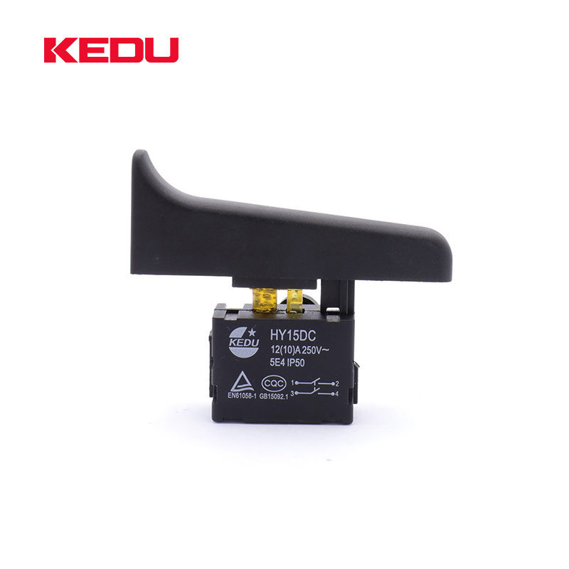 KEDU High Quality HY15DC 250V 12A IP50 Push Button Switch Lock ON Trigger Switch For Round Saw