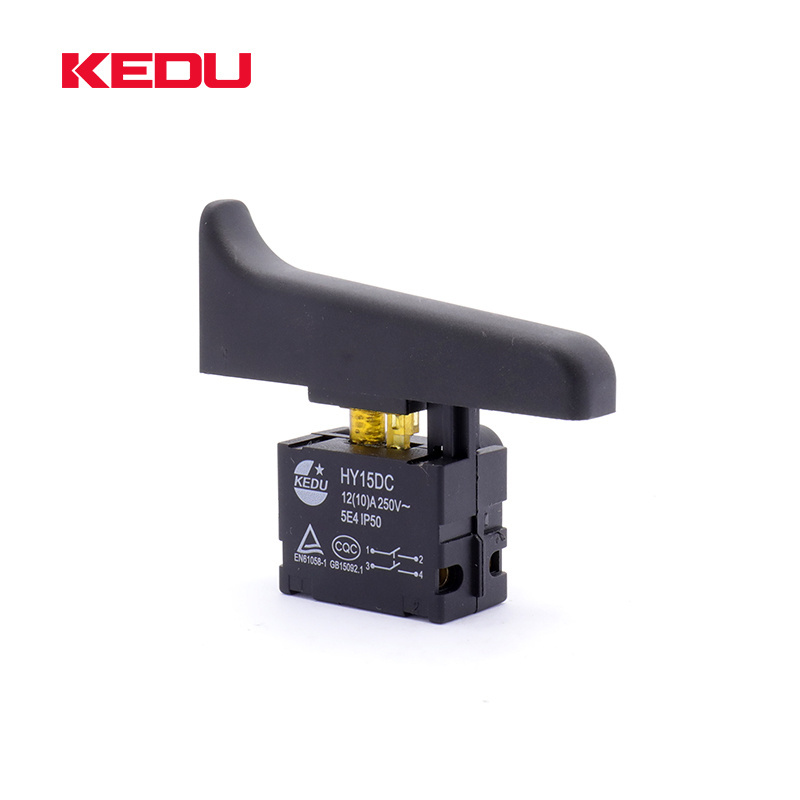 KEDU High Quality HY15DC 250V 12A IP50 Push Button Switch Lock ON Trigger Switch For Round Saw