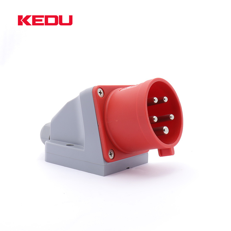 KEDU IP44 3p+n+pe 32 amp 400v 6h industrial male wall mount plug and socket outlets