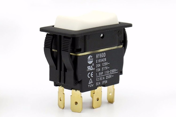 KEDU ON OFF ON DPDT Momentary White Color 3 Way Rocker Switch With UL TUV CE Approval HY60D