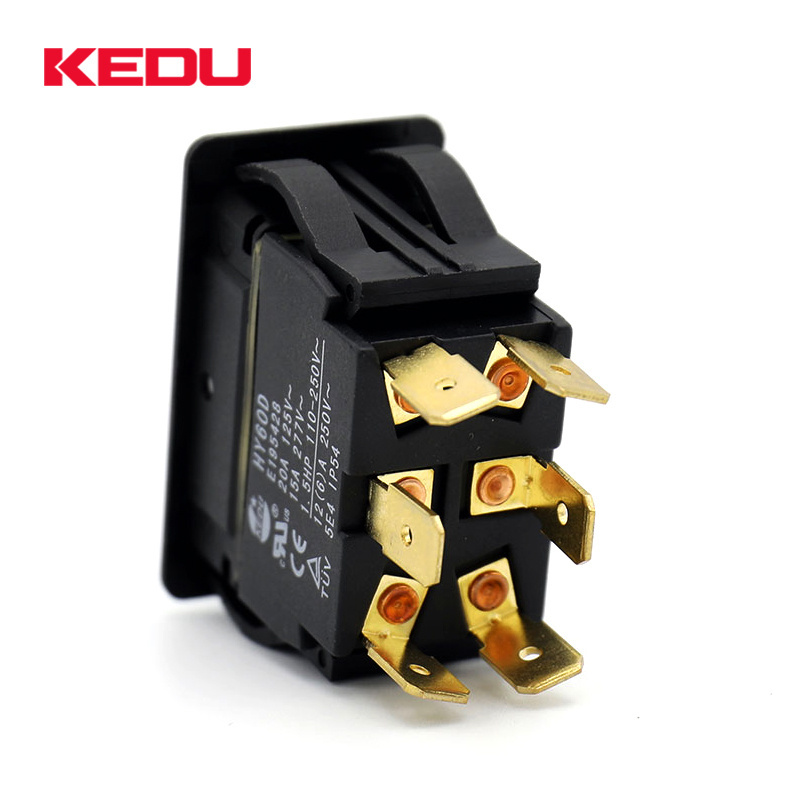 KEDU White Color Button 6 pins (on) off (on) Rocker Switch With UL TUV CE Approval HY60D