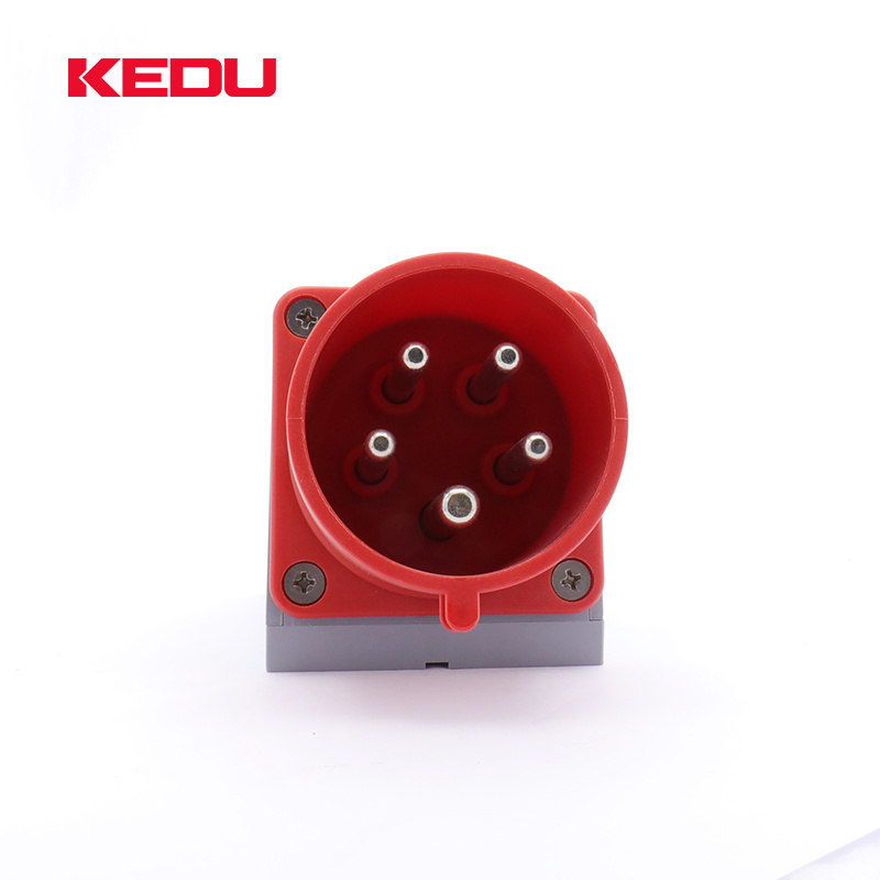 KEDU IP44 3p+n+pe 32 amp 400v 6h industrial male wall mount plug and socket outlets