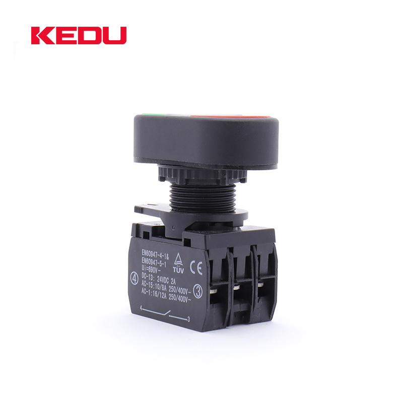 KEDU HY57-8 High Quality NO NC Signal Light Push Button Switch PushButton Switch With 30ADC White Color LED Lamp