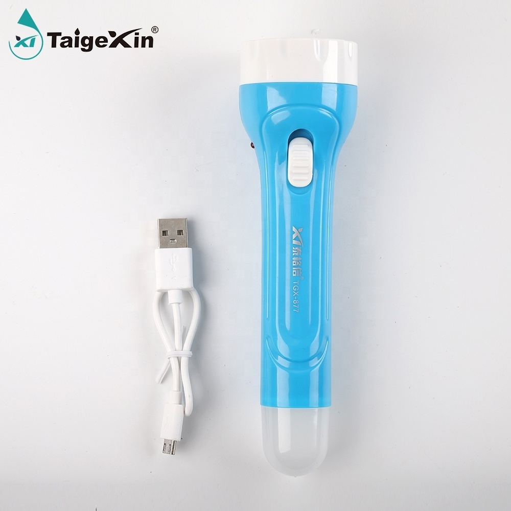 Custom Portable Rechargeable LED Flashlight USB Work Hand Torch Light Tail With Small Bulb