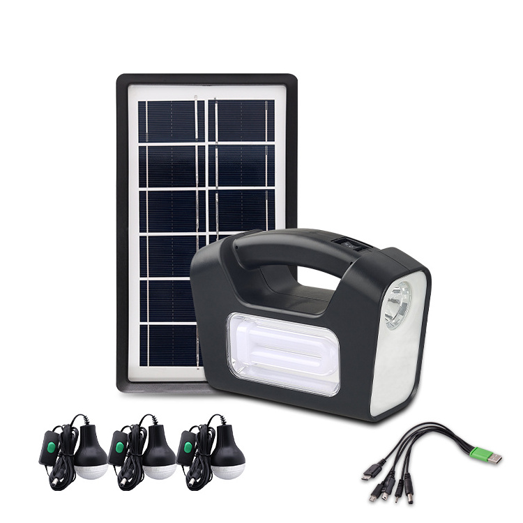 Smart Portable Solar Lighting 5 in 1 Mobile Charger Solar Panel Lighting System Built-in Led Night Lamp System Home Outdoor