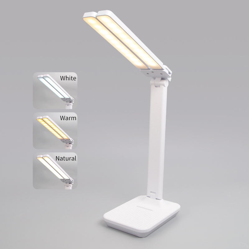 New Product Foldable Double Heads 3 Modes Double Heads light Desk Lamp LED Table Lamp Rechargeable Reading Lamp