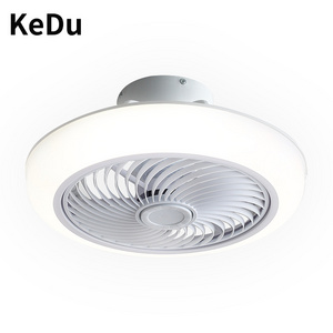 Modern Ceiling Fan with Light  Low Profile Bladeless Flush Mount Ceiling light with fans 18 Inch Dimmable LED Light for Bedroom