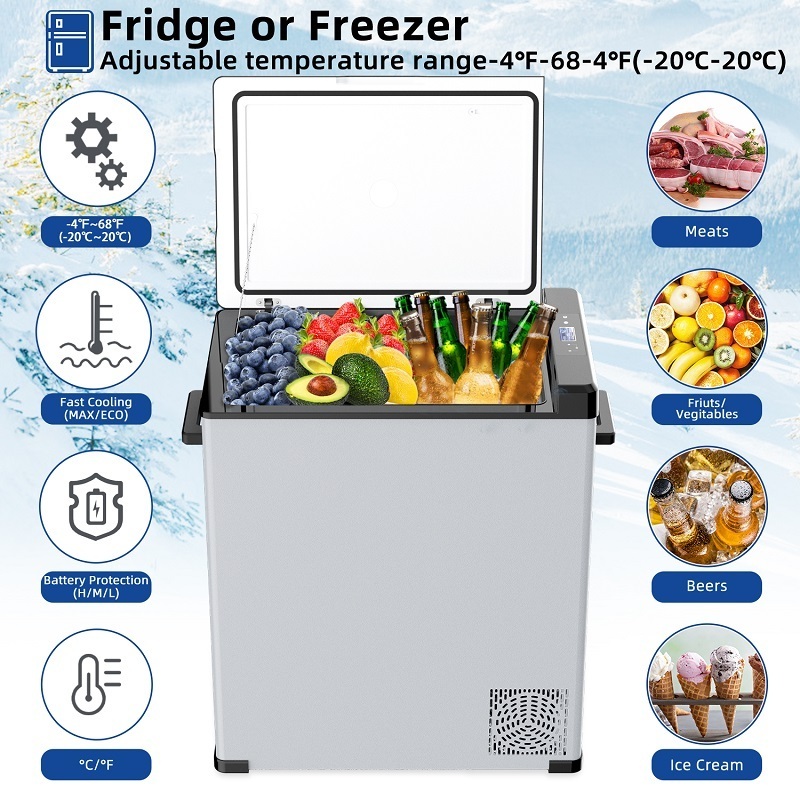 Private Label Electric Flex Car Fridges 12/24V Single Zone Universal Car Freezer Compressor Fridges