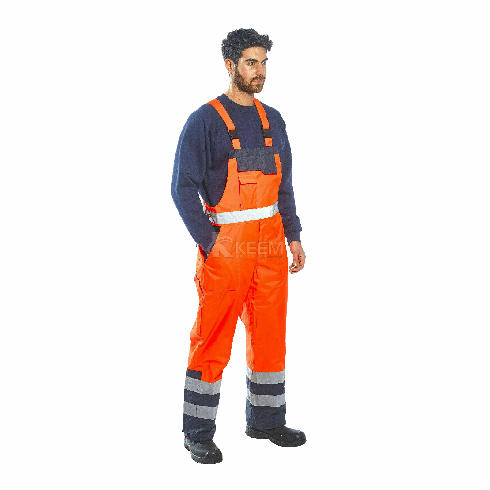 High Visibility Bib Pant Safety Rain Gear Hi Vis, Waterproof, Reflective, Work Overalls for Men Orange, Yellow-Green