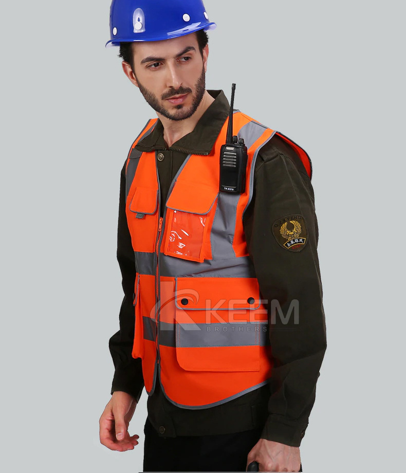 Safety vests Multi Pocket High Visibility Work Reflective Vest For Men Construction Reflective Traffic Road Working Vests