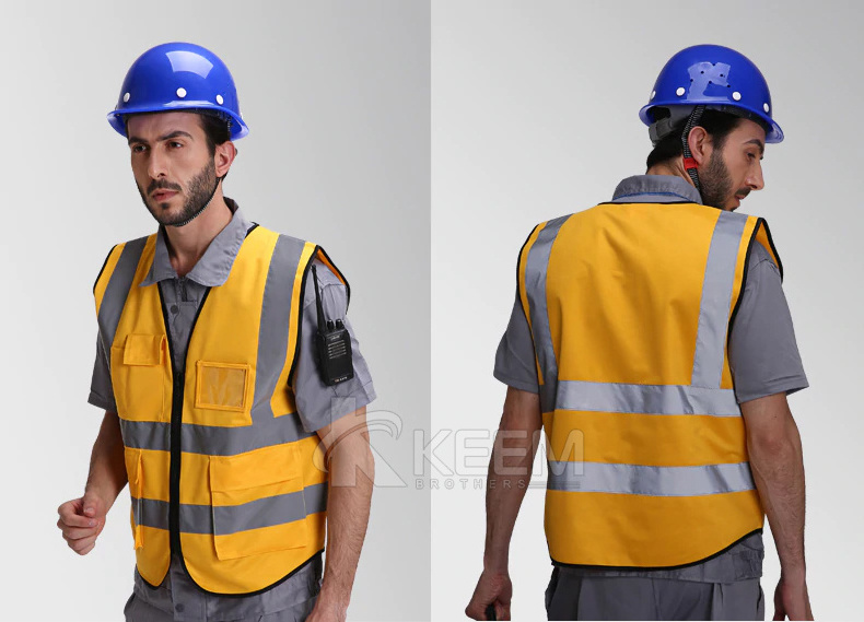 Hi vis Vest Workwear Construction Clothing Safety Reflective Vest For Men