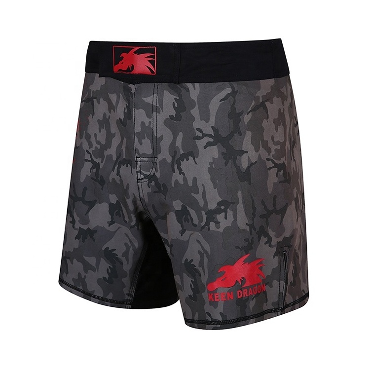 KEENDRAGON Long Fitness Grappling Shorts Kick Boxing Mma Shorts with Slit Custom Printed High Spandex Sportswear Men Sea, Air