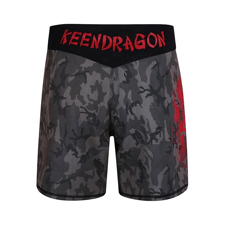 KEENDRAGON Long Fitness Grappling Shorts Kick Boxing Mma Shorts with Slit Custom Printed High Spandex Sportswear Men Sea, Air