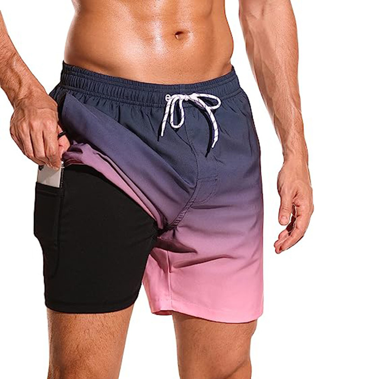 Wholesale Summer Beach Shorts Swimming Trunks Custom Mesh Shorts Color Change Swimwear Quick Dry Mens Swim Shorts with Pocket