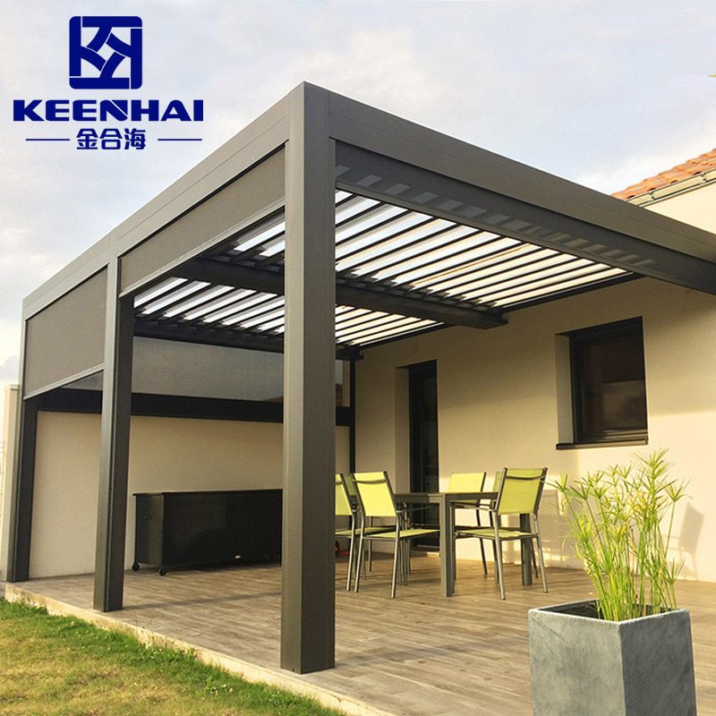 Aluminium Outdoor Retractable Terrace Pergola Patio Cover Roof with Arch and Arbours Feature Easily Assembled for Garden Use