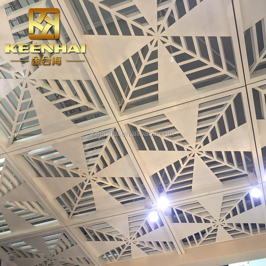 Grandeur Decorative Aluminum Ceiling Panel Waterproof Metal Suspended Ceiling with Spray Painted Surface Brushed Finish