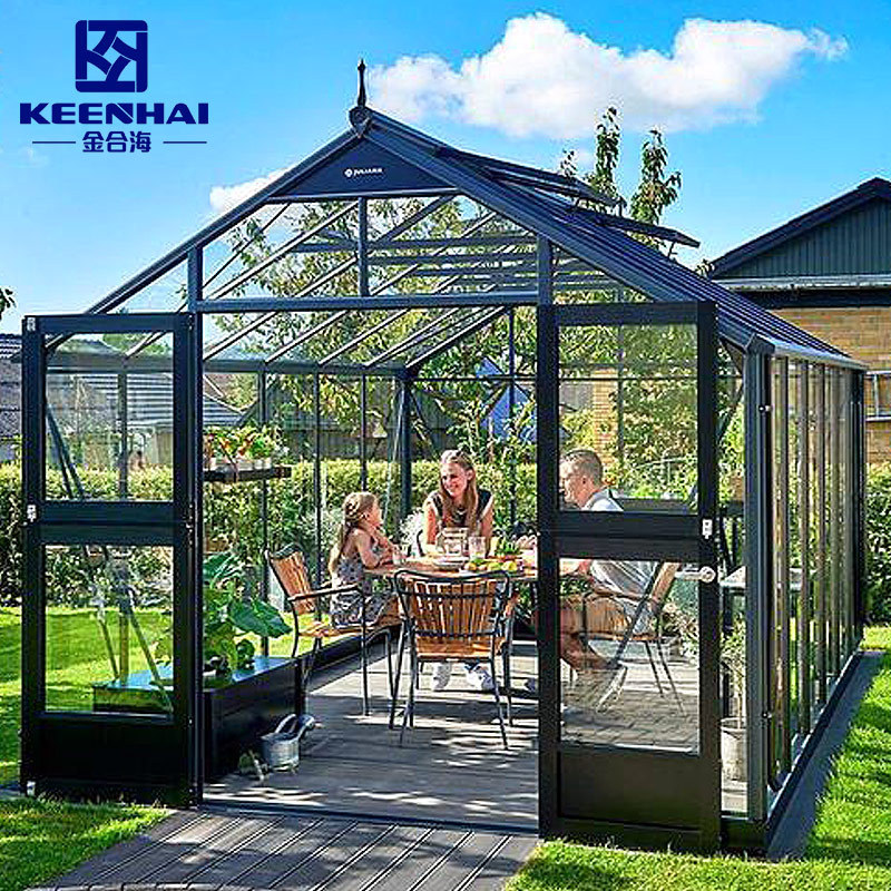 Large Aluminum Frame Wrought Iron Gazebo Prima Glass Sunroom Sun Room Solarium 4 Season Roof for Hotel and Garden Use