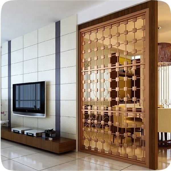 Modern Classic Stainless Steel Metal and Fabric Indoor Screen Laser Cut Partition Divider for Hotel Home for Hall Room Decor