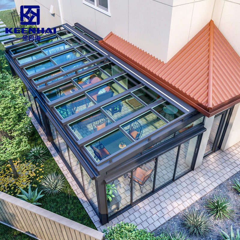 Modern Outdoor Sun Room with Aluminum Alloy Frame Insulating Glass Roof for Hotel Garden or House Porch Patio Design