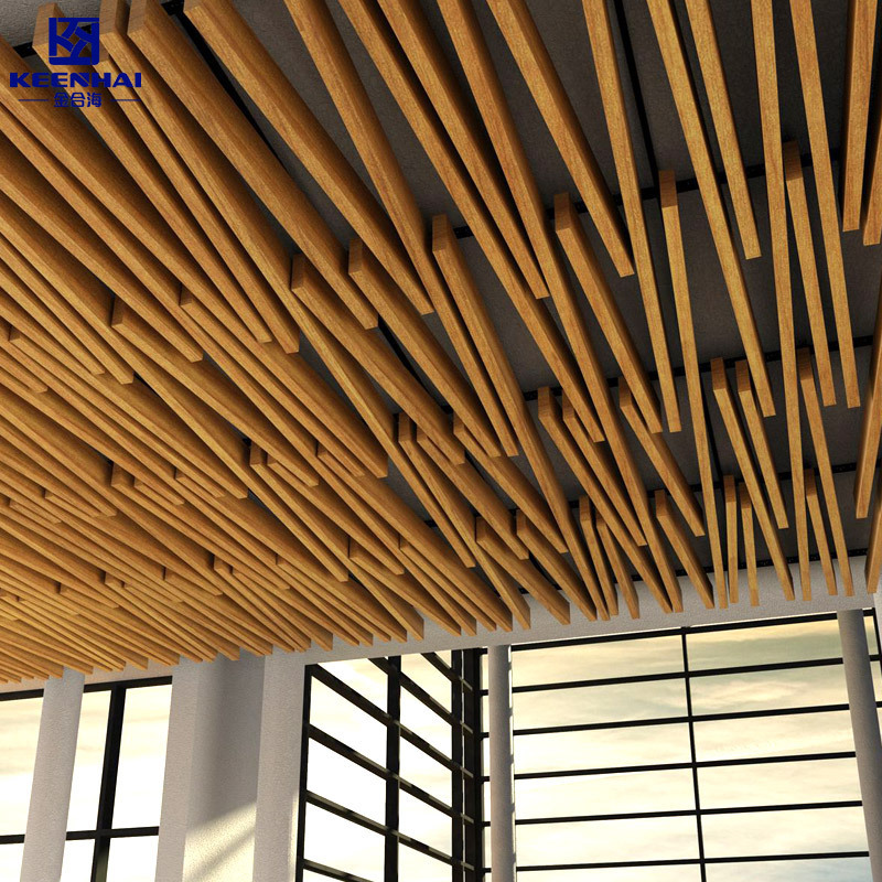 Acoustic Aluminium Baffle Ceiling Panels Spray Painted Metal Paneling Baffle Ceiling System Profile For Office