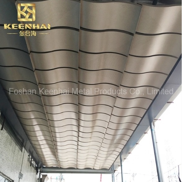 Aluminum Perforated Waving Board Fireproof Soundproof Curved Acoustic Ceiling Cladding Strip Shape Metal Wall Corrugated Panel