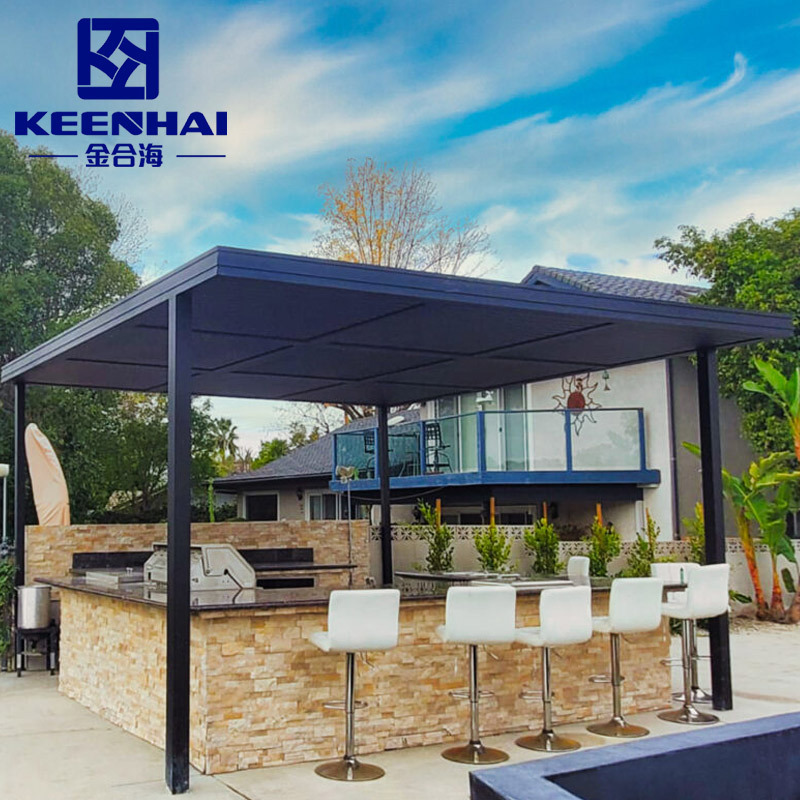 Aluminium Outdoor Retractable Terrace Pergola Patio Cover Roof with Arch and Arbours Feature Easily Assembled for Garden Use