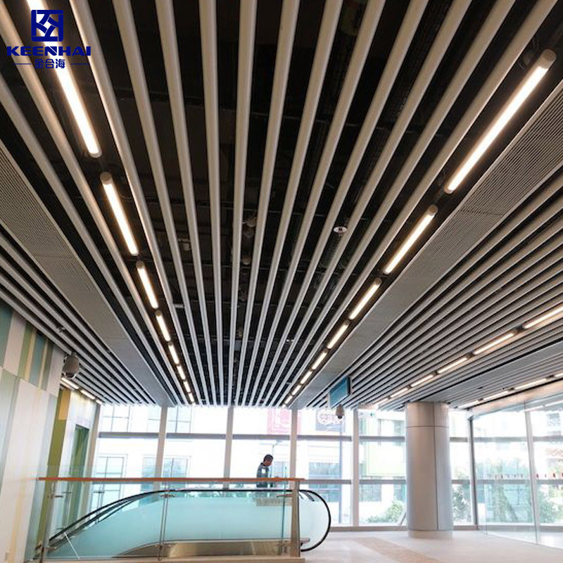 Acoustic Aluminium Baffle Ceiling Panels Spray Painted Metal Paneling Baffle Ceiling System Profile For Office