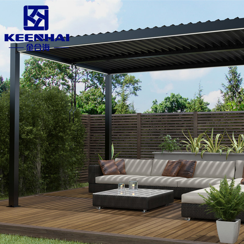 Aluminium Outdoor Retractable Terrace Pergola Patio Cover Roof with Arch and Arbours Feature Easily Assembled for Garden Use