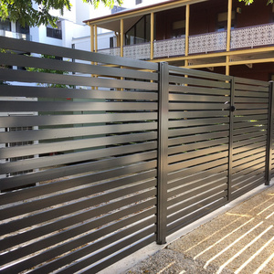 High Quality 3D Customizable Aluminum Slat Fence Double Winding Metal Gate with Powder Coated and Coated Plastic Wood Slats