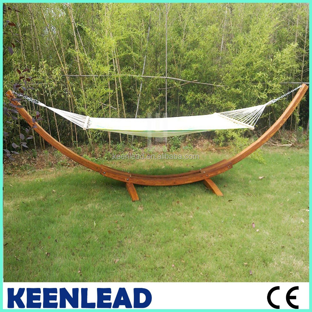 Cheap Wood Arc Hammock Stand with 2 Person Polyester Fabric Hammock