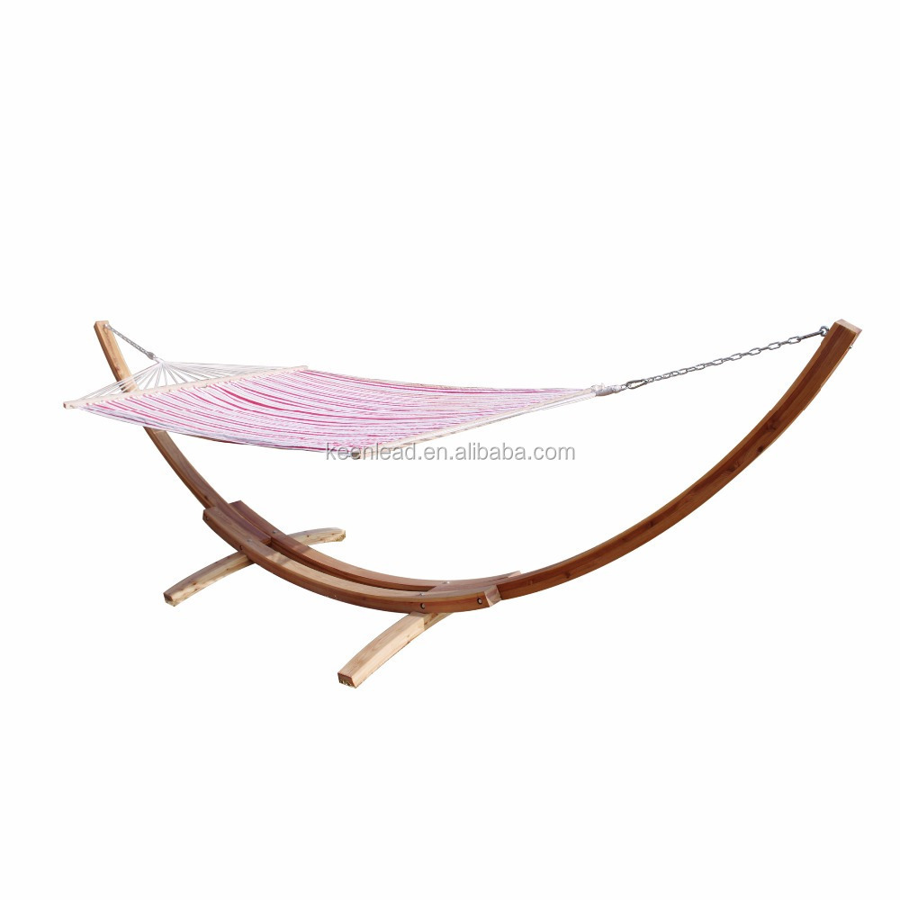 Outdoor wooden frame hammock with hanging basket chair