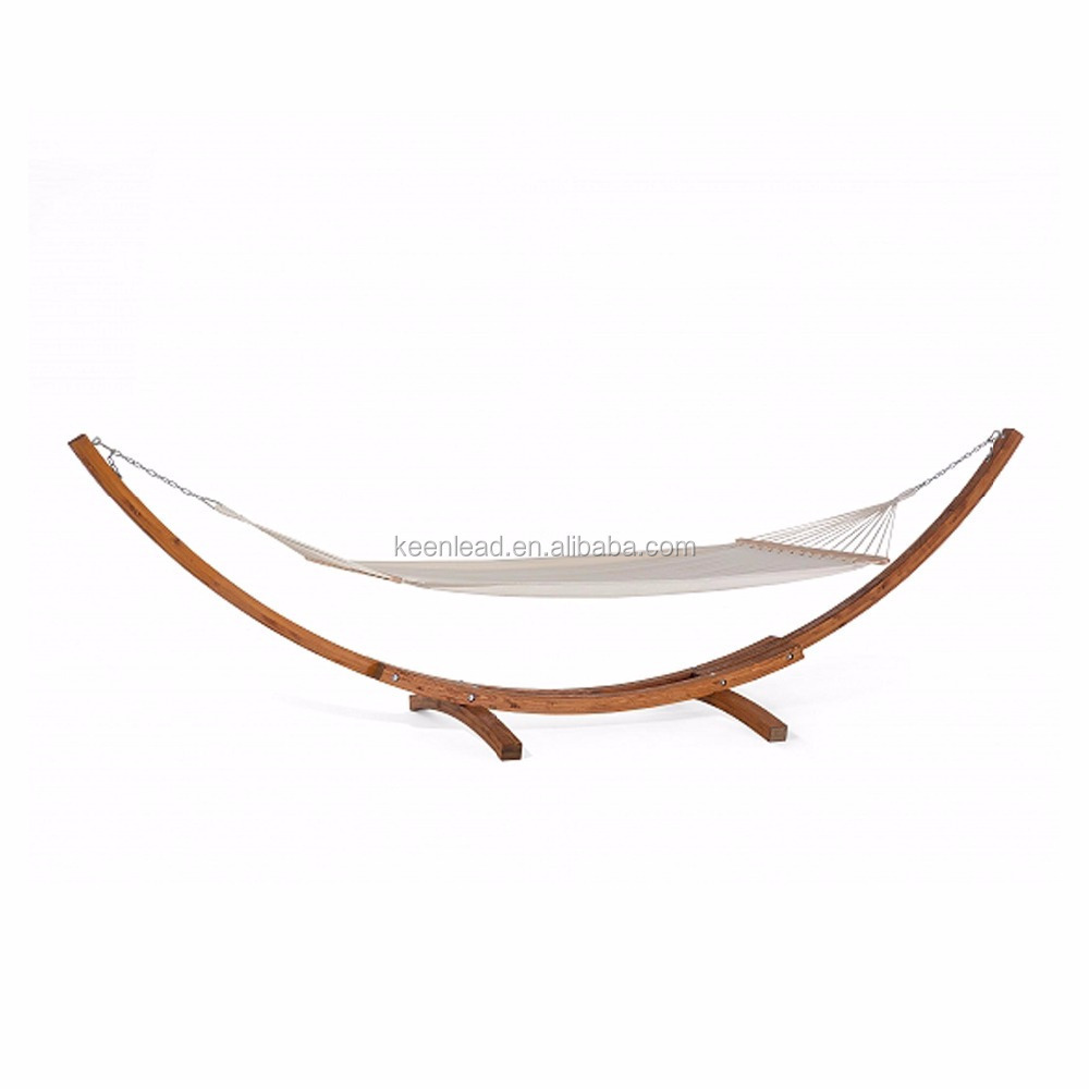 Outdoor wooden frame hammock with hanging basket chair