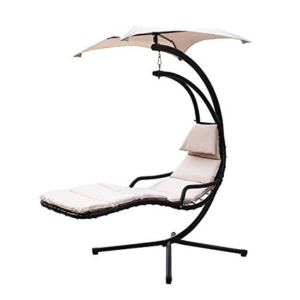 Outdoor Hanging Chaise Lounger Chair Arc Stand Swing Dream Hammock Chair