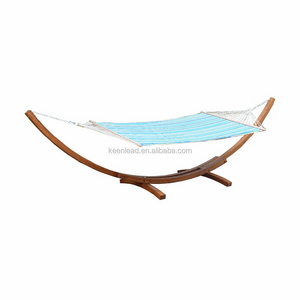 Outdoor wooden frame hammock with hanging basket chair