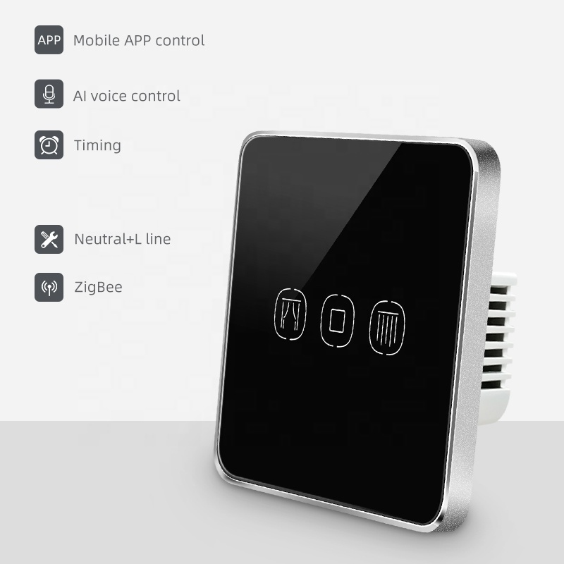 Home Google zigbee smart home switch UK EU Standard Neutral+L line 1 gang wall switch google assistant double curtain switch