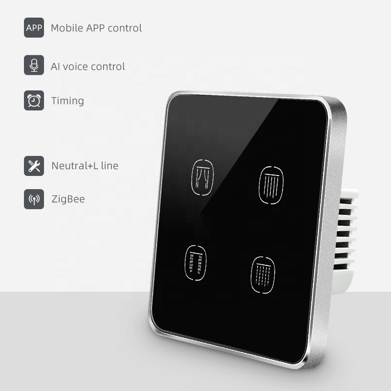 Home Google zigbee switches UK/EU Standard Neutral+L line 2 gang wall switch google assistant switch curtain bot