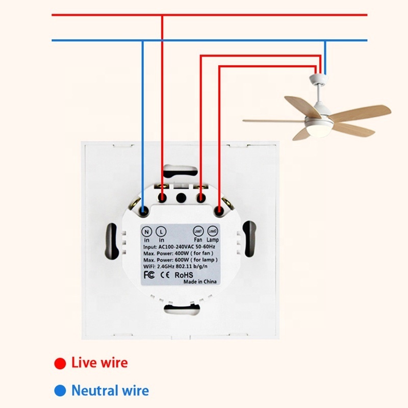 Tuya smart life WIFI led lighting european glass panel Smart FAN Switch alexa google control remote