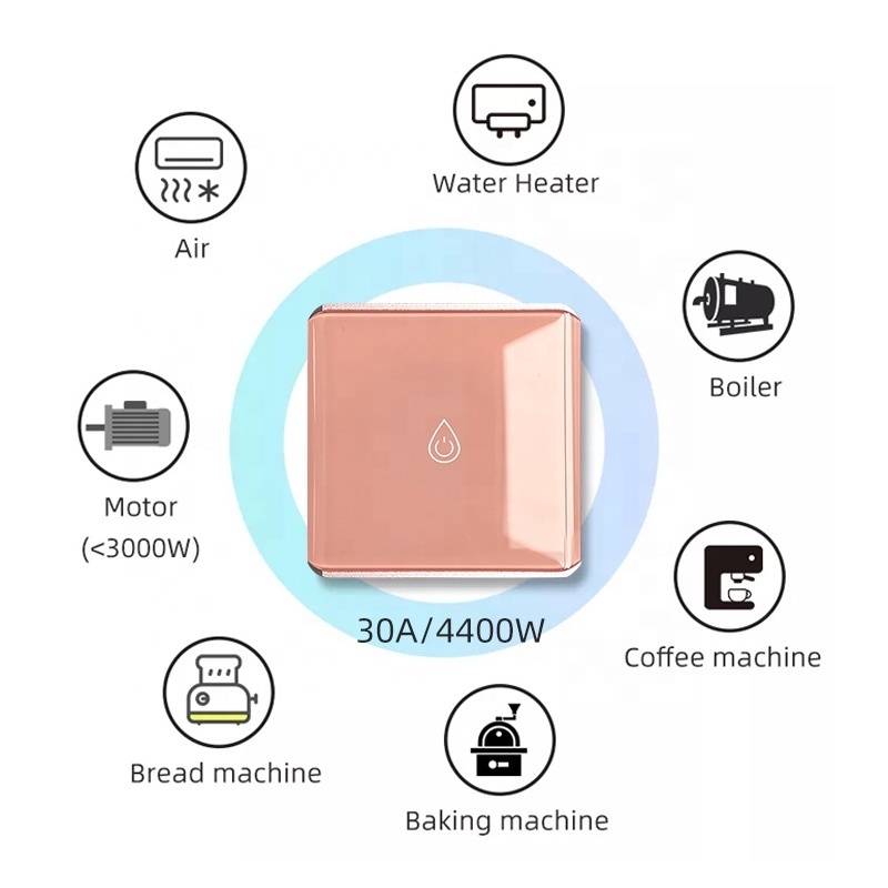 AC 220V wall mounted furnace intelligent switch 4400W EU UK standard tuya 30A intelligent Wifi switch