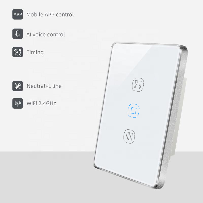 Smart curtain switch smart life app control curtain motor google assistant alexa voice control touch US standard switch