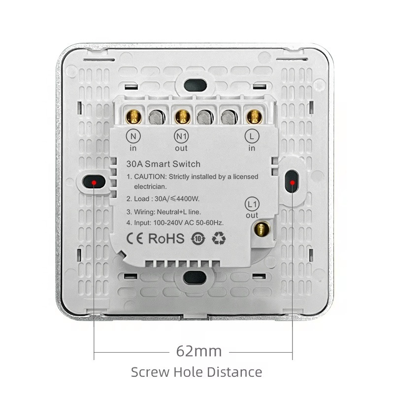 30a High power Wall switch tuya smart 4400W Tempered Glass Panel   Switch Water Heater Switch zigbee3.0