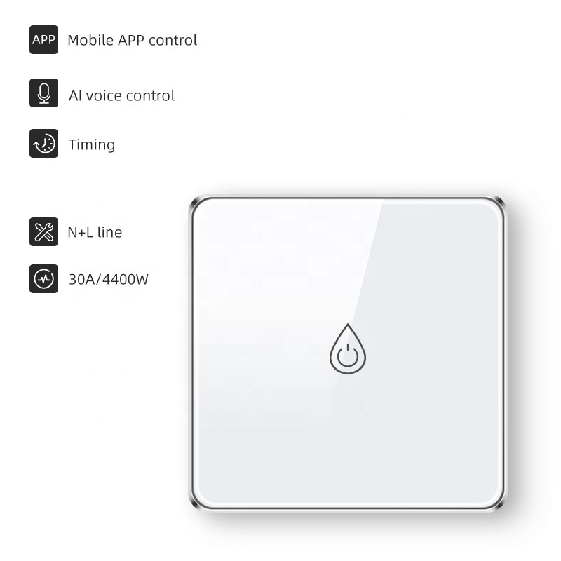 30a High power Wall switch tuya smart 4400W Tempered Glass Panel   Switch Water Heater Switch zigbee3.0