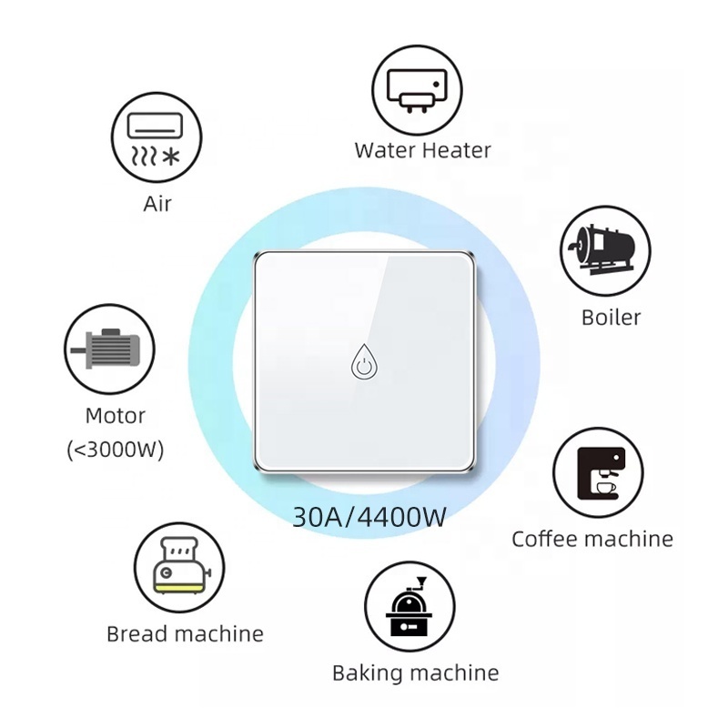 Smart Water Heater Switch 30A/4400W Boiler Air Conditioning Switch eu uk Wifi wall switch tuya